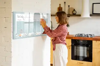 Magnetic marker board with weekly scheduling layout