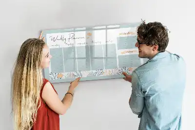 Magnetic marker board with weekly scheduling layout