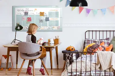 Magnetic marker board with weekly scheduling layout