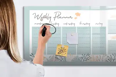 Magnetic marker board with weekly scheduling layout