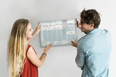 Magnetic marker board with weekly scheduling layout