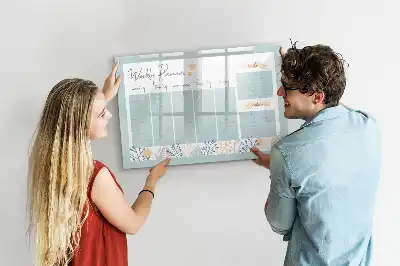 Magnetic marker board with weekly scheduling layout