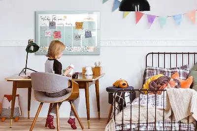 Magnetic marker board with weekly scheduling layout