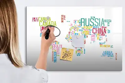 Magnetic marker board map with country names