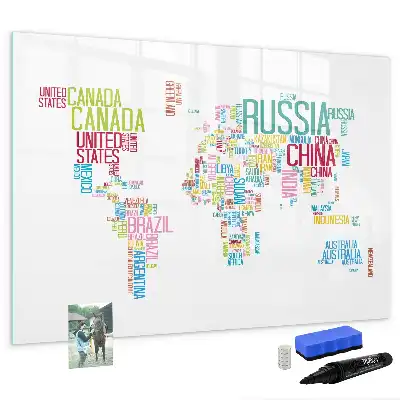 Magnetic marker board map with country names