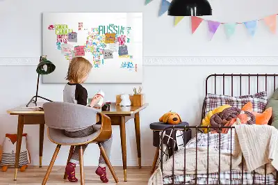 Magnetic marker board map with country names