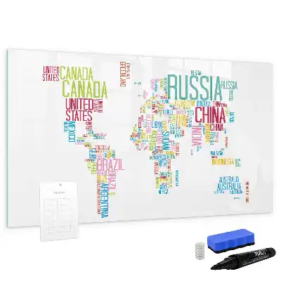 Magnetic marker board map with country names