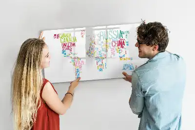 Magnetic marker board map with country names