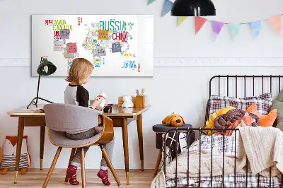 Magnetic marker board map with country names
