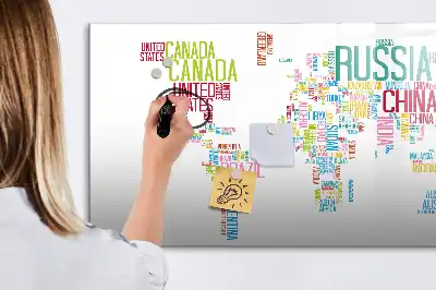 Magnetic marker board map with country names