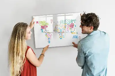 Magnetic marker board map with country names
