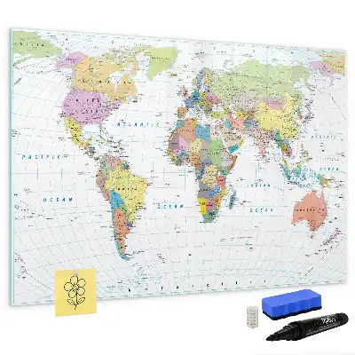 Magnetic marker board world map design
