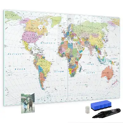 Magnetic marker board world map design