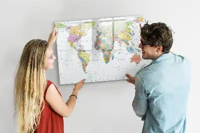 Magnetic marker board world map design