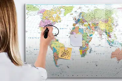 Magnetic marker board world map design