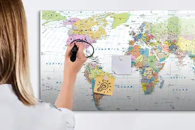Magnetic marker board world map design