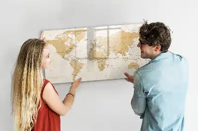 Magnetic glass dry erase board featuring a political world map
