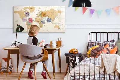 Magnetic glass dry erase board featuring a political world map