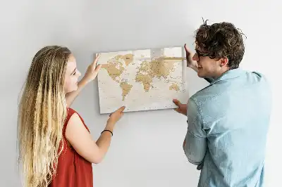 Magnetic glass dry erase board featuring a political world map