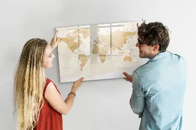 Magnetic glass dry erase board featuring a political world map