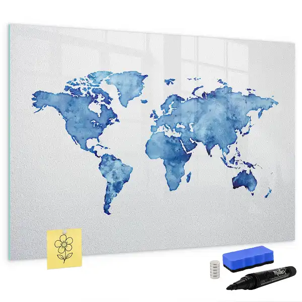 Magnetic marker board watercolor world map design