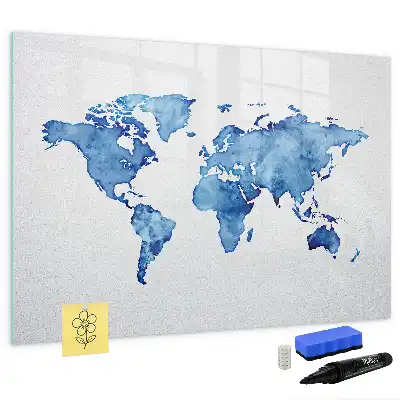 Magnetic marker board watercolor world map design