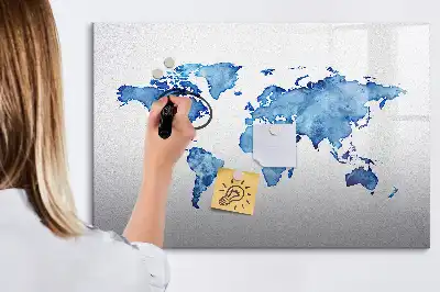 Magnetic marker board watercolor world map design