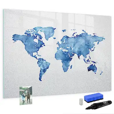 Magnetic marker board watercolor world map design