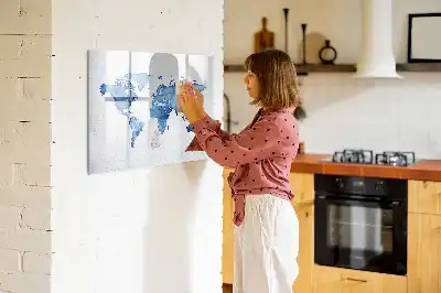 Magnetic marker board watercolor world map design