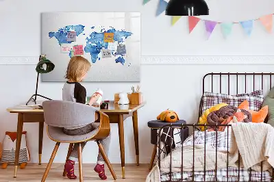 Magnetic marker board watercolor world map design