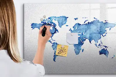 Magnetic marker board watercolor world map design
