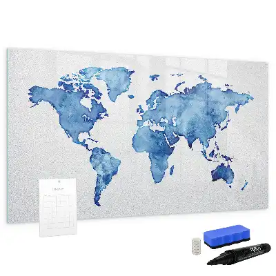 Magnetic marker board watercolor world map design