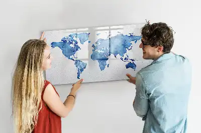 Magnetic marker board watercolor world map design