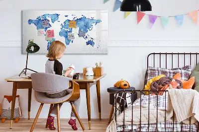 Magnetic marker board watercolor world map design