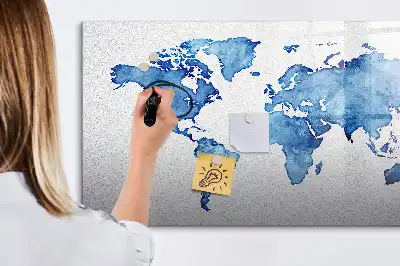 Magnetic marker board watercolor world map design