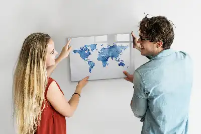 Magnetic marker board watercolor world map design