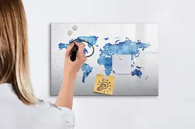 Magnetic marker board watercolor world map design