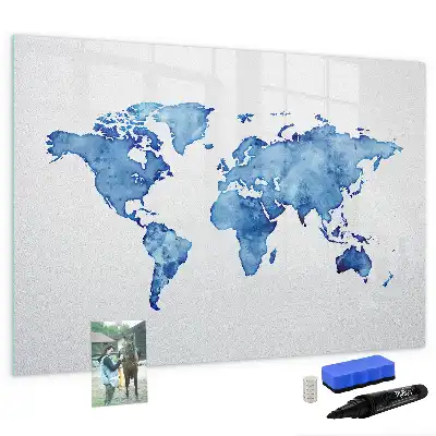 Magnetic marker board watercolor world map design