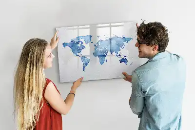 Magnetic marker board watercolor world map design