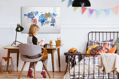 Magnetic marker board watercolor world map design