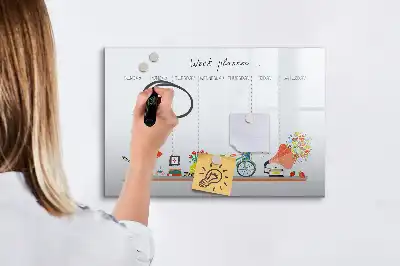 Magnetic glass dry erase board weekly planner