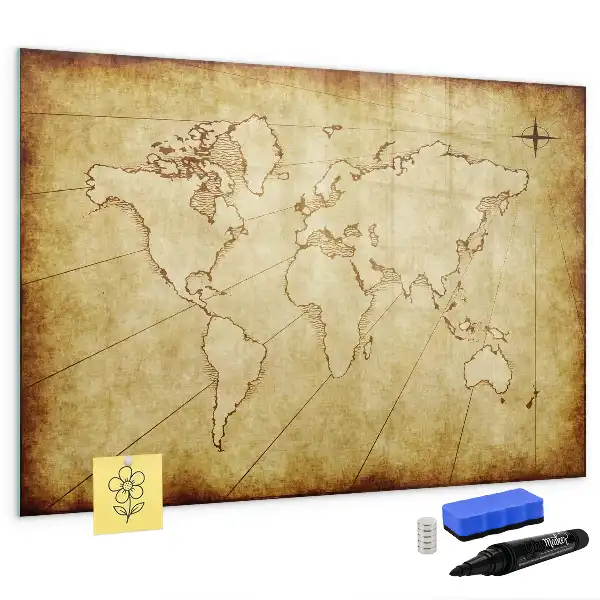 Magnetic marker board old world map design
