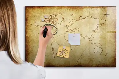 Magnetic marker board old world map design