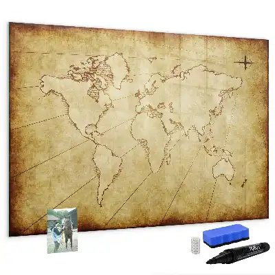 Magnetic marker board old world map design
