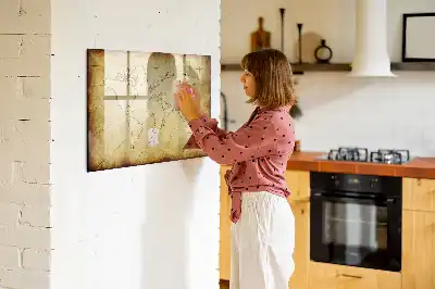 Magnetic marker board old world map design