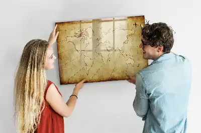 Magnetic marker board old world map design