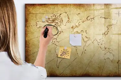 Magnetic marker board old world map design