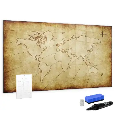 Magnetic marker board old world map design