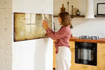 Magnetic marker board old world map design