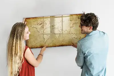 Magnetic marker board old world map design
